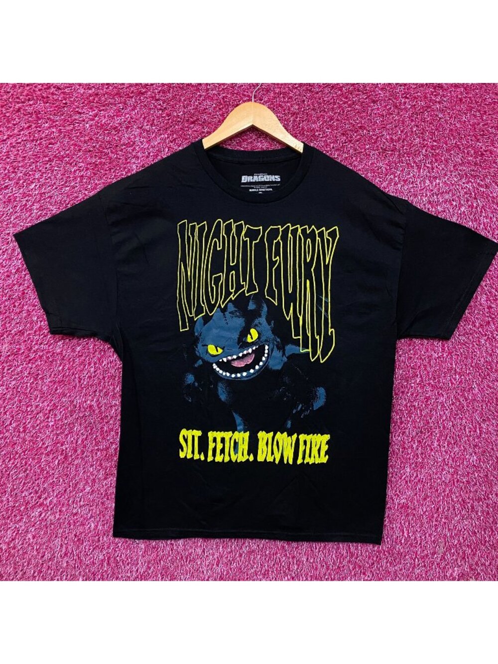 Dreamworks Dragons Toothless Sit Fetch Blow Fire Graphic T-shirt XL